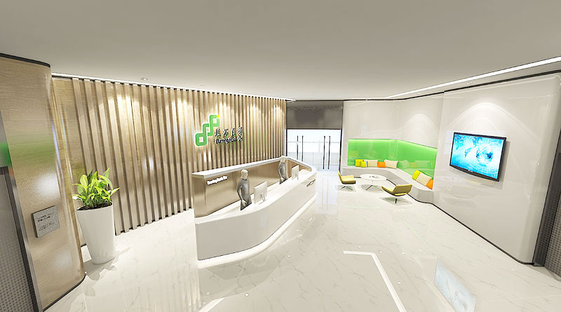 燃石生物科技公司辦公室設(shè)計 前臺方案效果圖2 燃石生物科技公司辦公室設(shè)計 前臺方案效果圖2